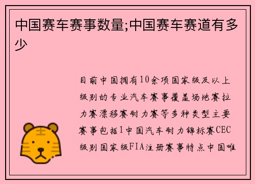 中国赛车赛事数量;中国赛车赛道有多少